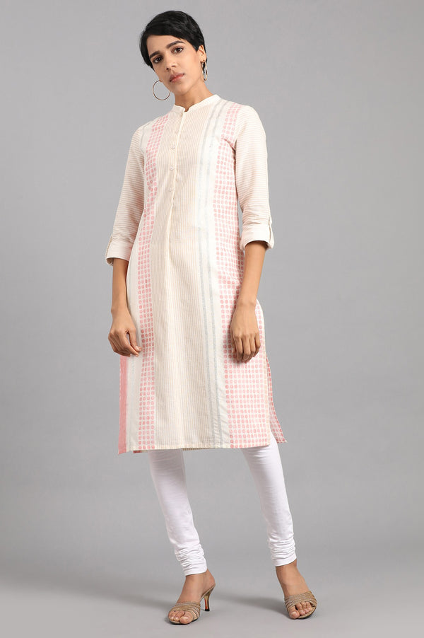 White Mandarin Neck Printed kurta