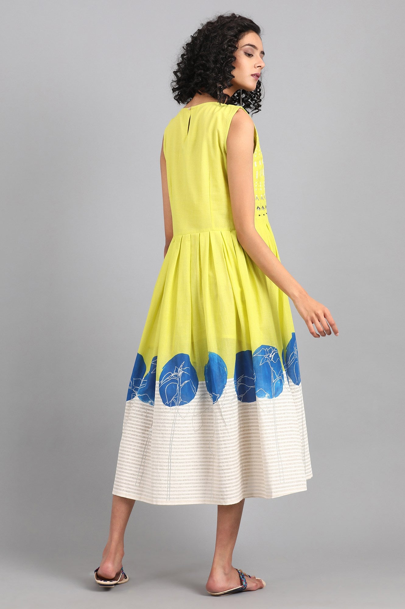 Green Round Neck Printed kurta