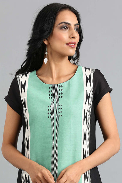 Green Round Neck Printed kurta