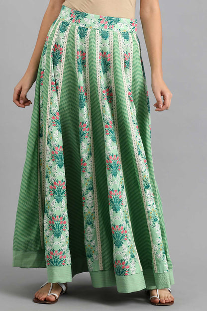 Green Printed Skirt