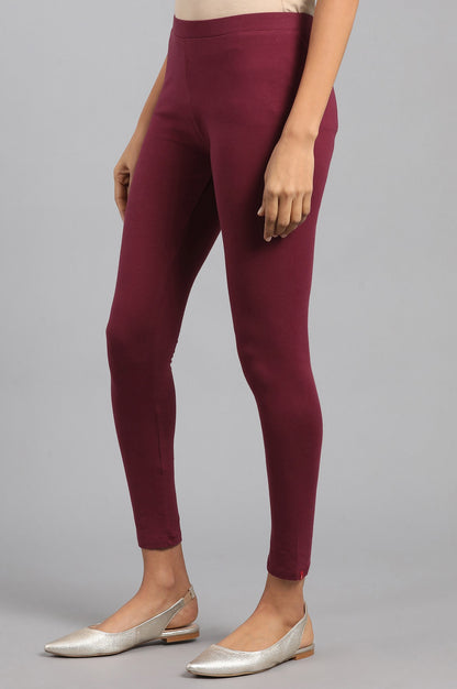 Maroon Solid Tights