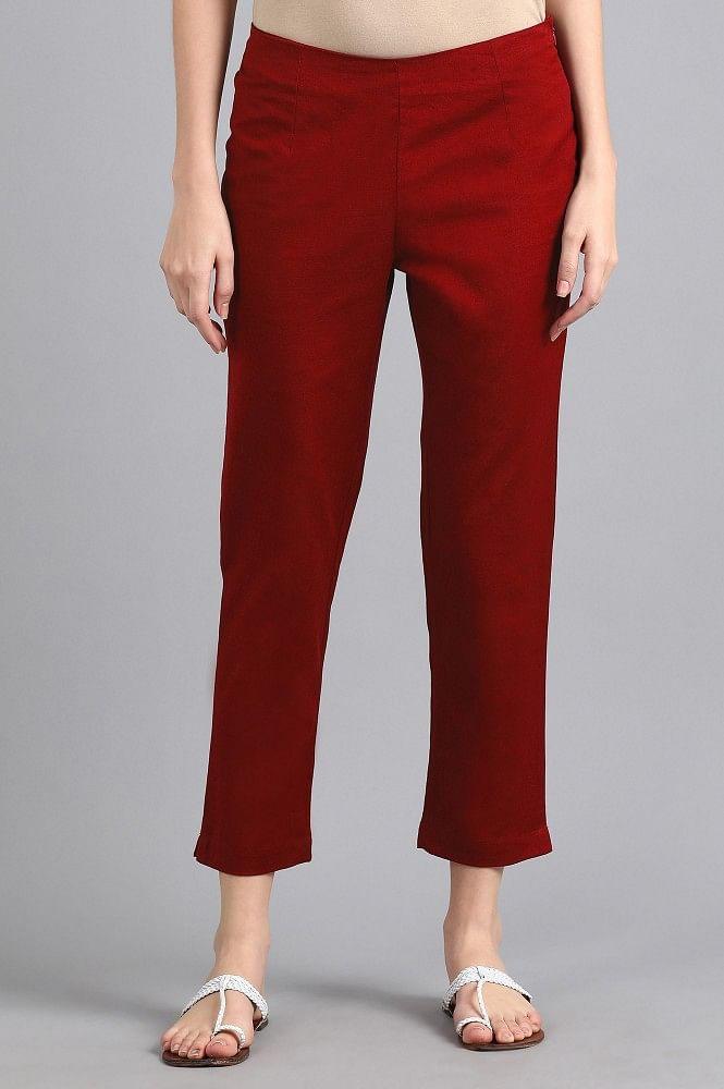 Red Ankle Length Trouser - wforwoman
