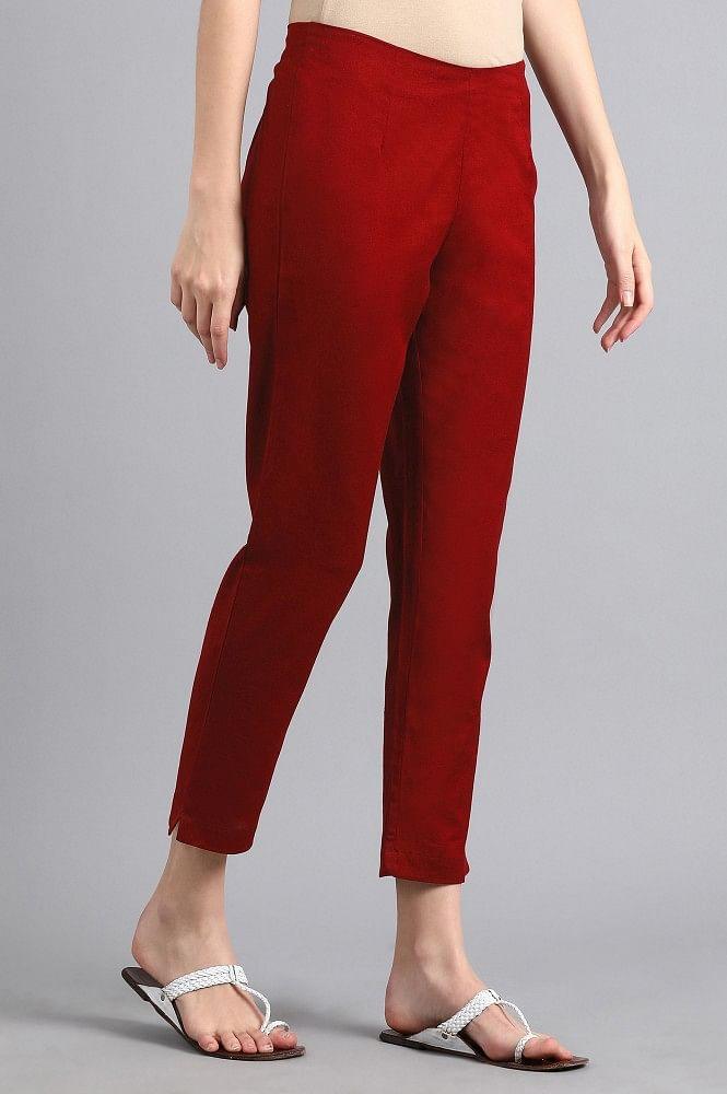 Red Ankle Length Trouser - wforwoman