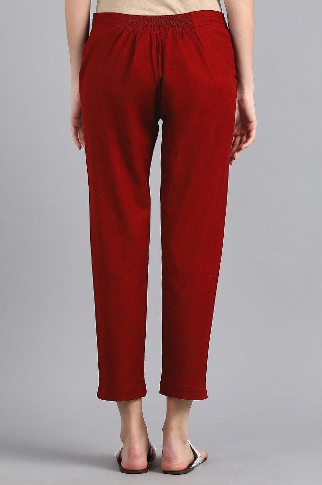 Red Ankle Length Trouser - wforwoman