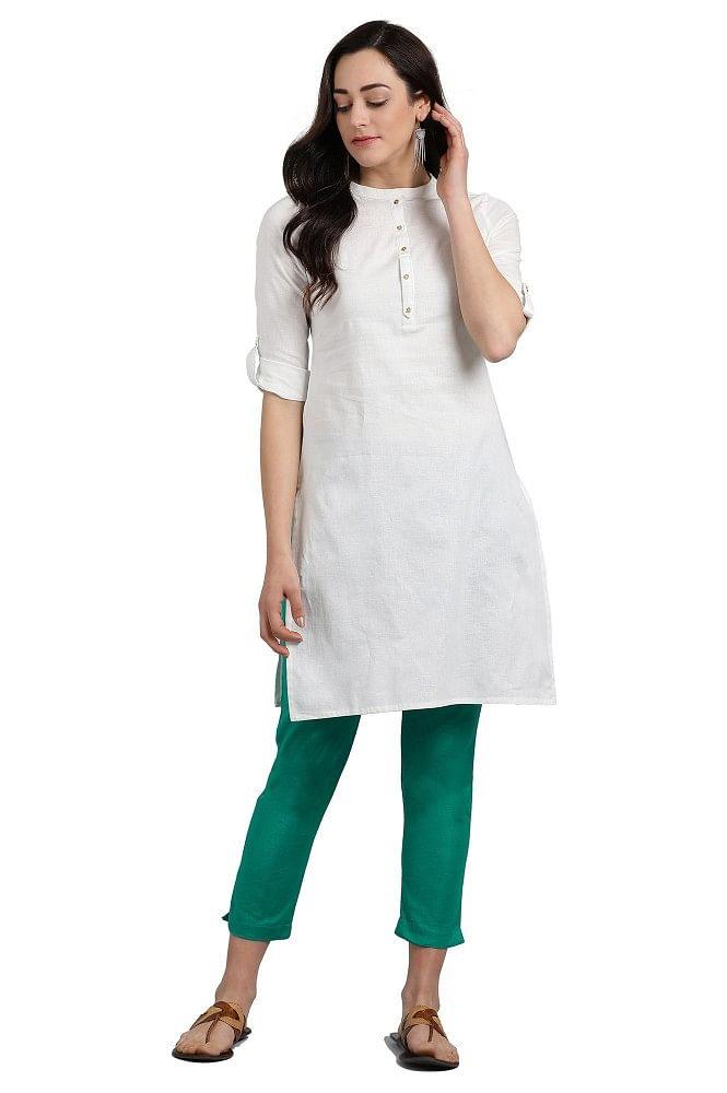 Green Ankle Length Trouser - wforwoman