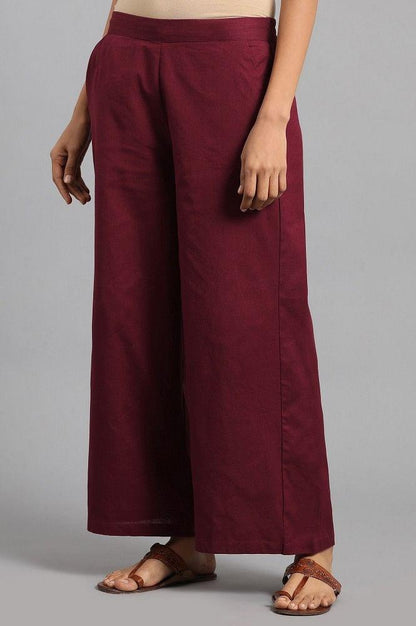 Red Solid Trousers - wforwoman