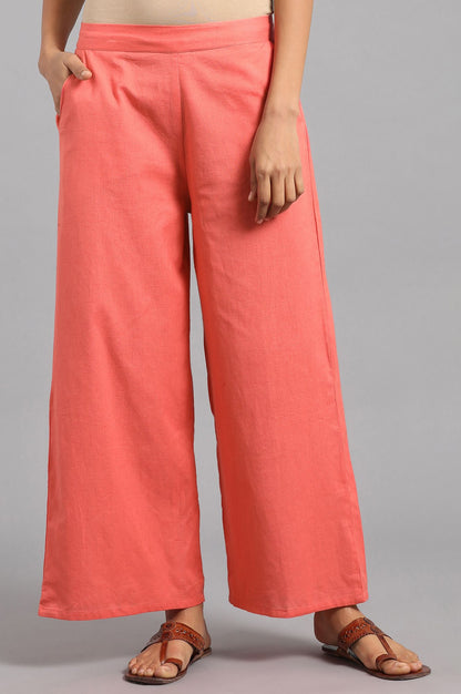 Peach Solid Parallel Pants