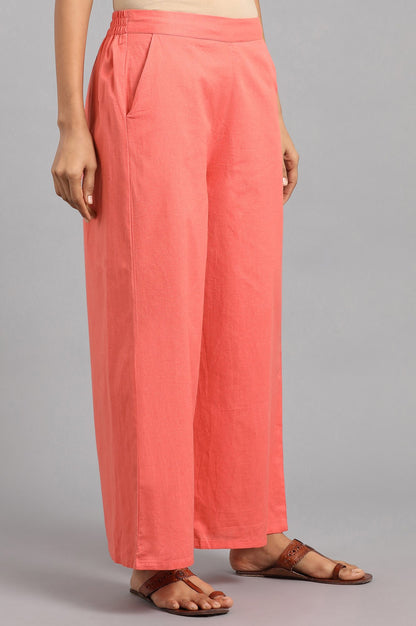 Peach Solid Parallel Pants