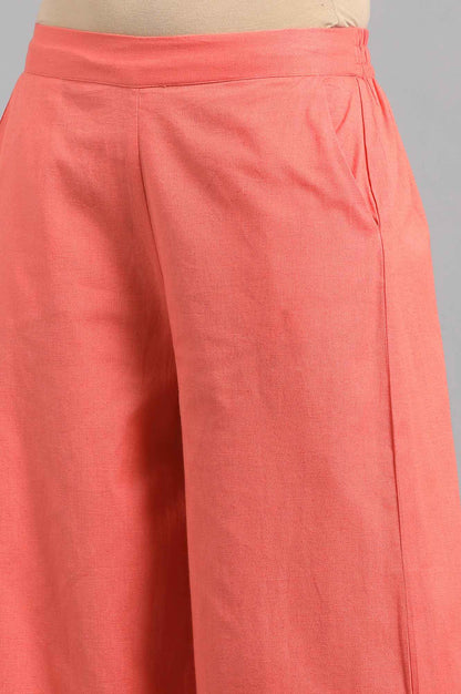 Peach Solid Parallel Pants