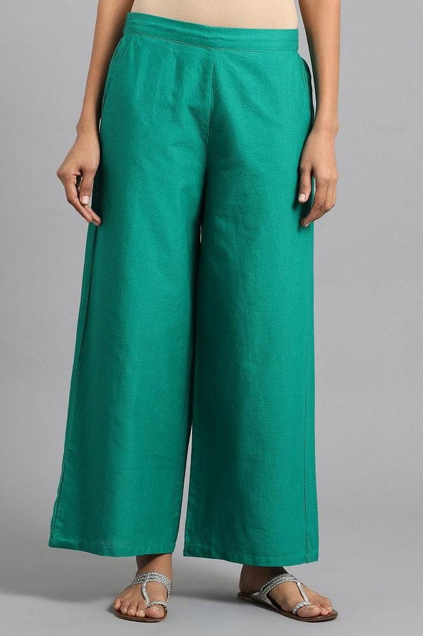 Green Solid Parallel Pants