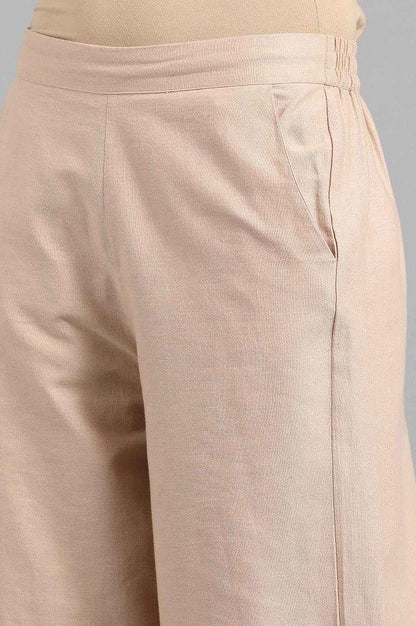 Beige Solid Parallel Pants - wforwoman