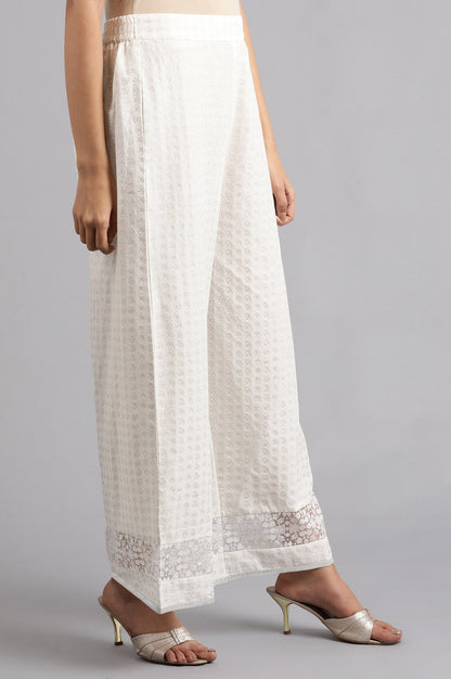 Ecru Glitter Print Pants