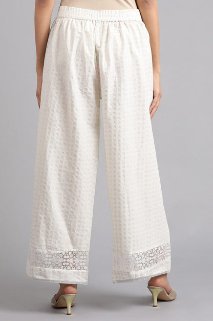 Ecru Glitter Print Pants