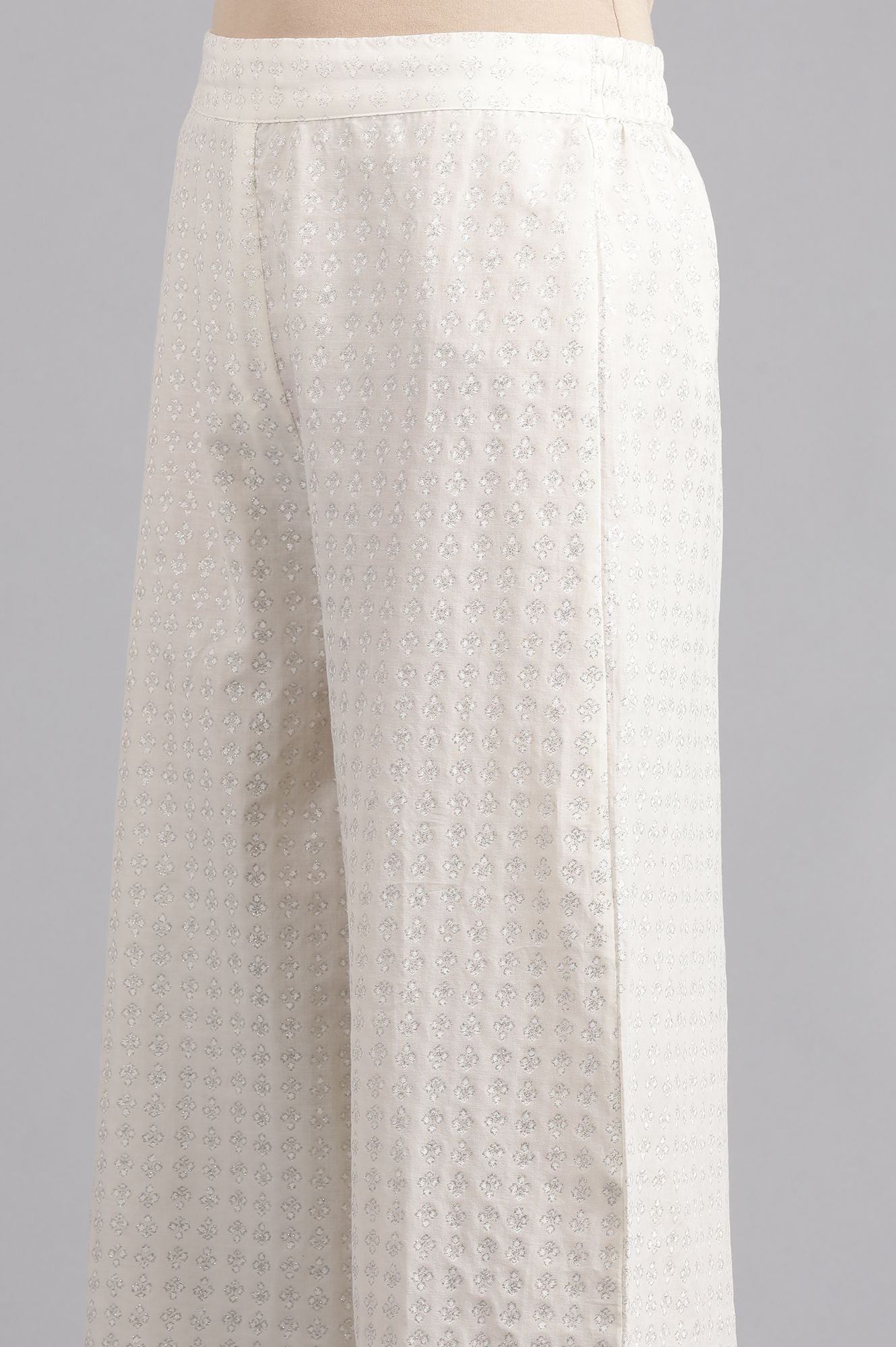 Ecru Glitter Print Pants