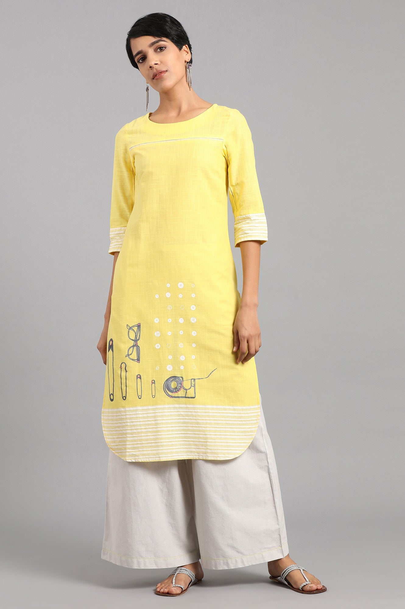 Grey Solid Flared Pants