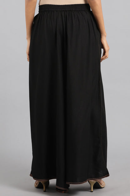 Black Solid Pleated Pants