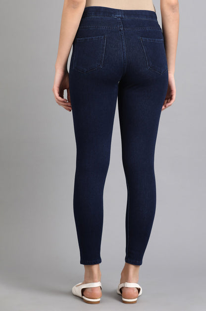 Blue Solid Jeggings