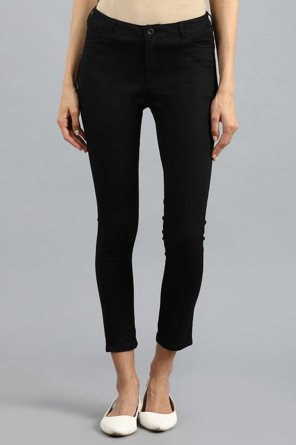 Black Denim Casual Jeggings
