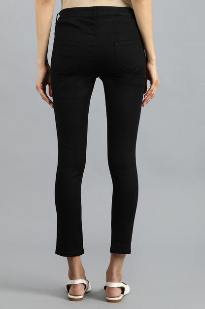 Black Denim Casual Jeggings - wforwoman