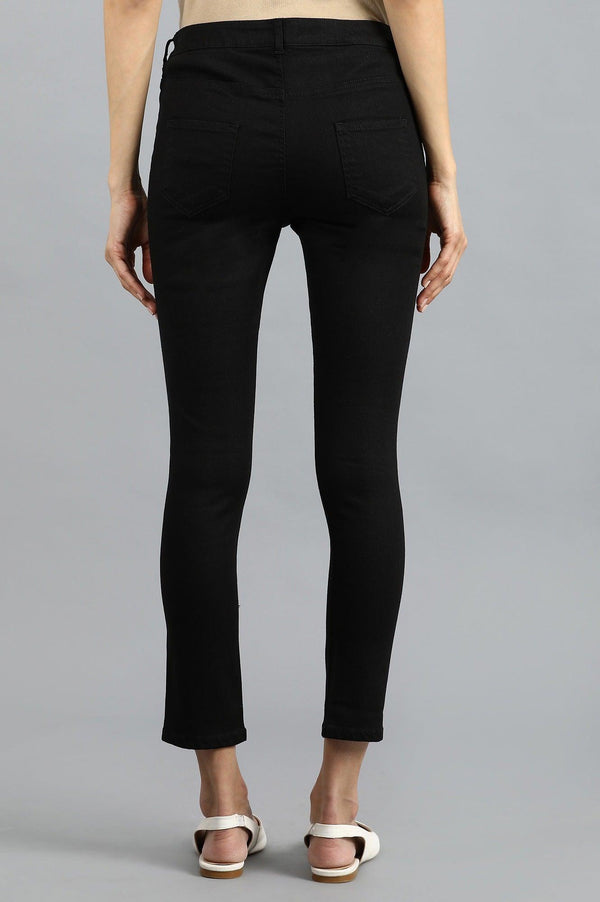 Black Denim Casual Jeggings