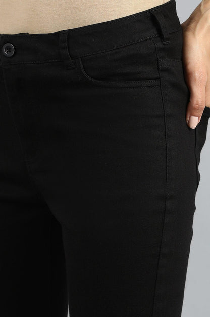 Black Denim Casual Jeggings - wforwoman