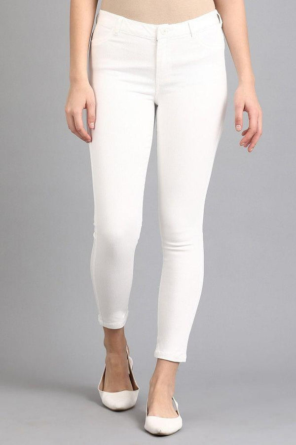 Ecru Solid Jeggings