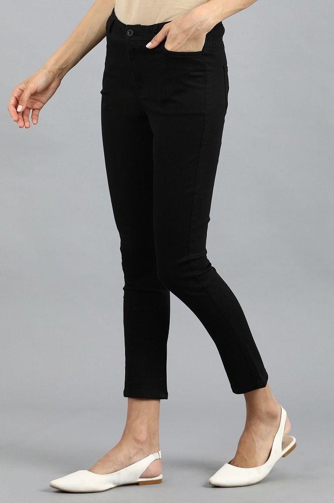 Black Solid Jeggings - wforwoman