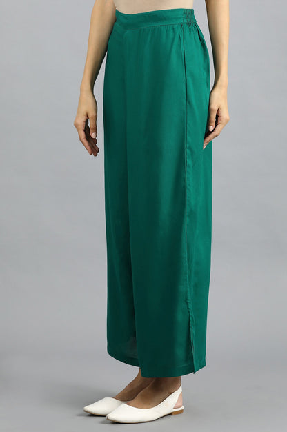 Green Solid Parallel Pants