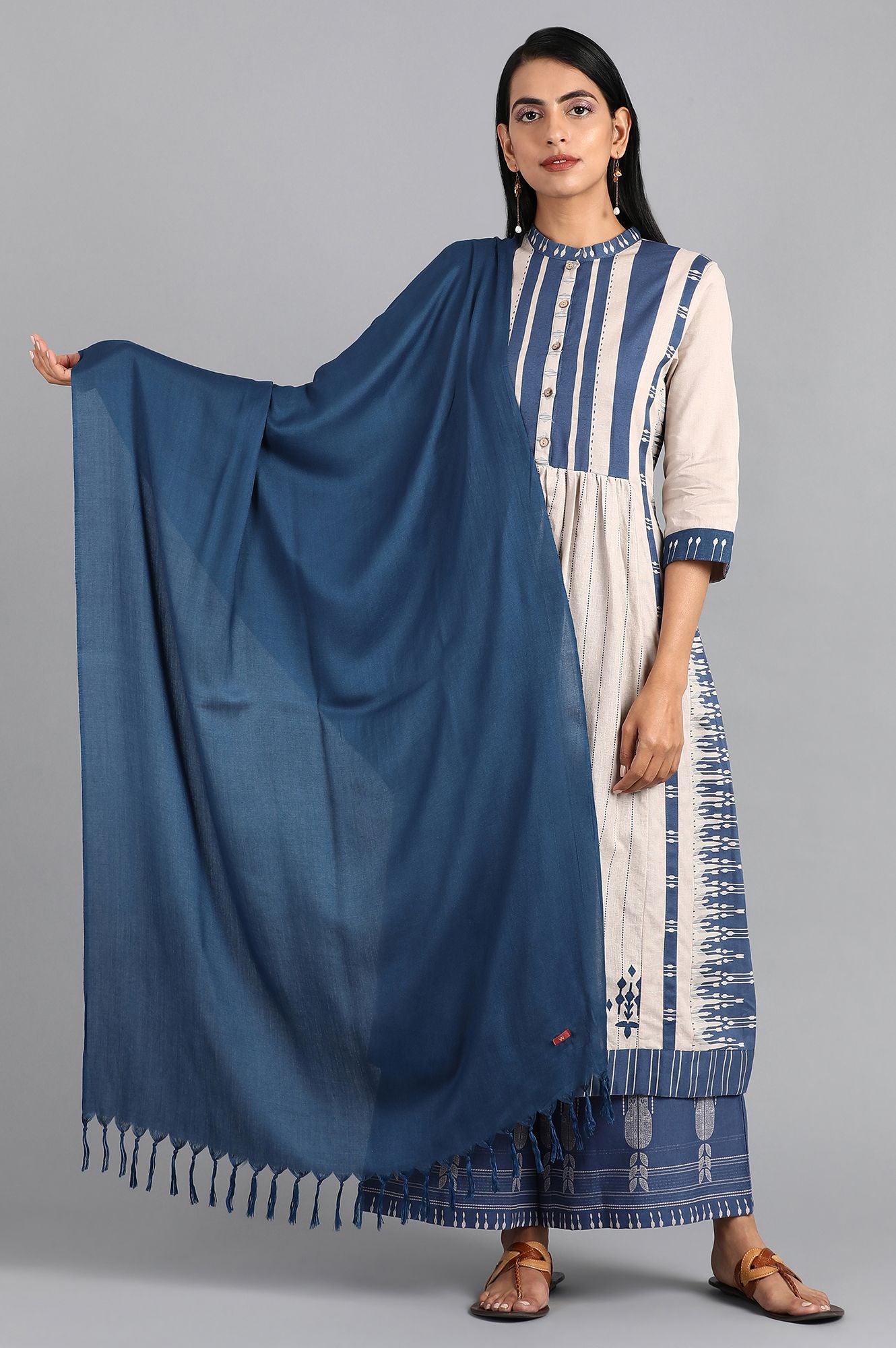 Blue Solid Dupatta