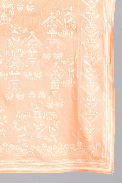 Orange Khadi Printed Dupatta