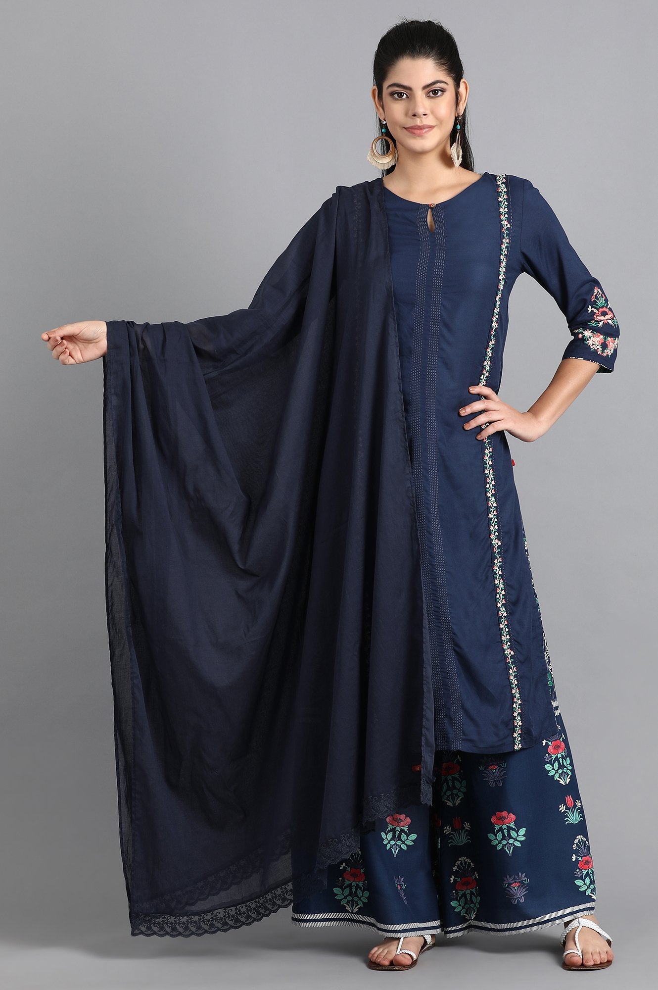 Blue Solid Dupatta