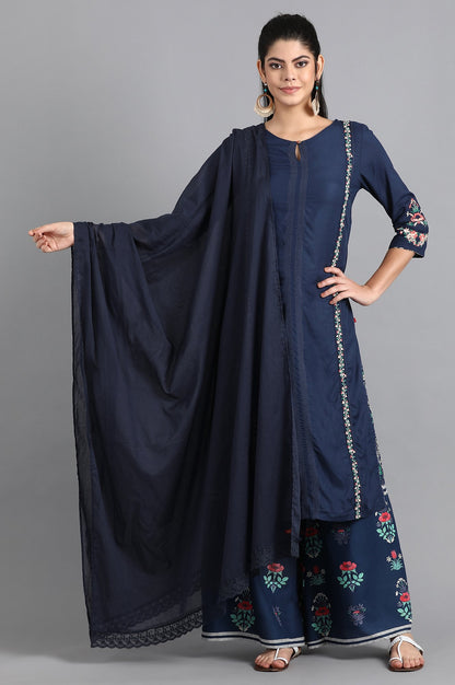 Blue Solid Dupatta