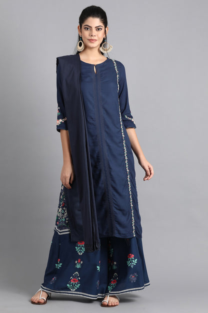 Blue Solid Dupatta