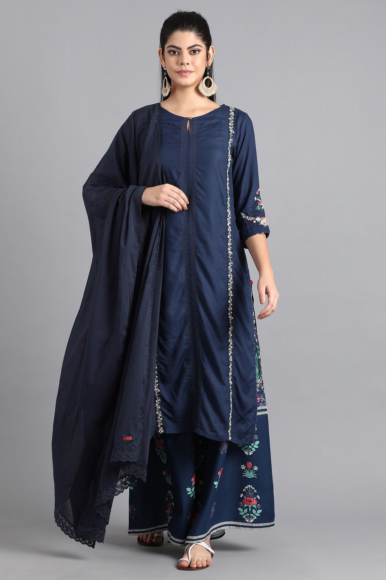 Blue Solid Dupatta