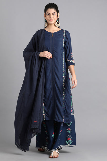 Blue Solid Dupatta