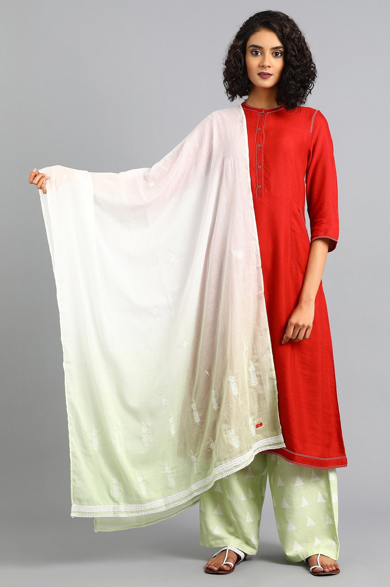 Green Embroidered Dupatta