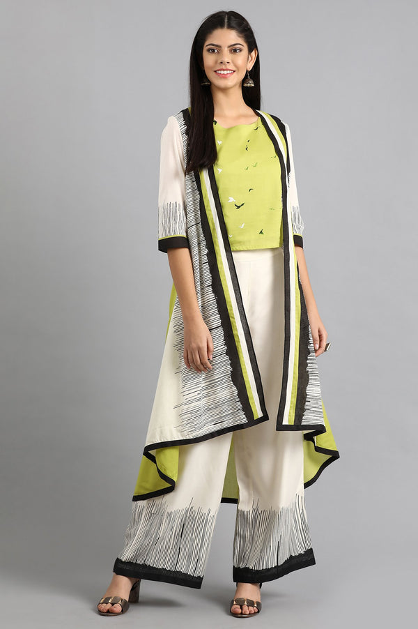 Green Round Neck Printed kurta Set