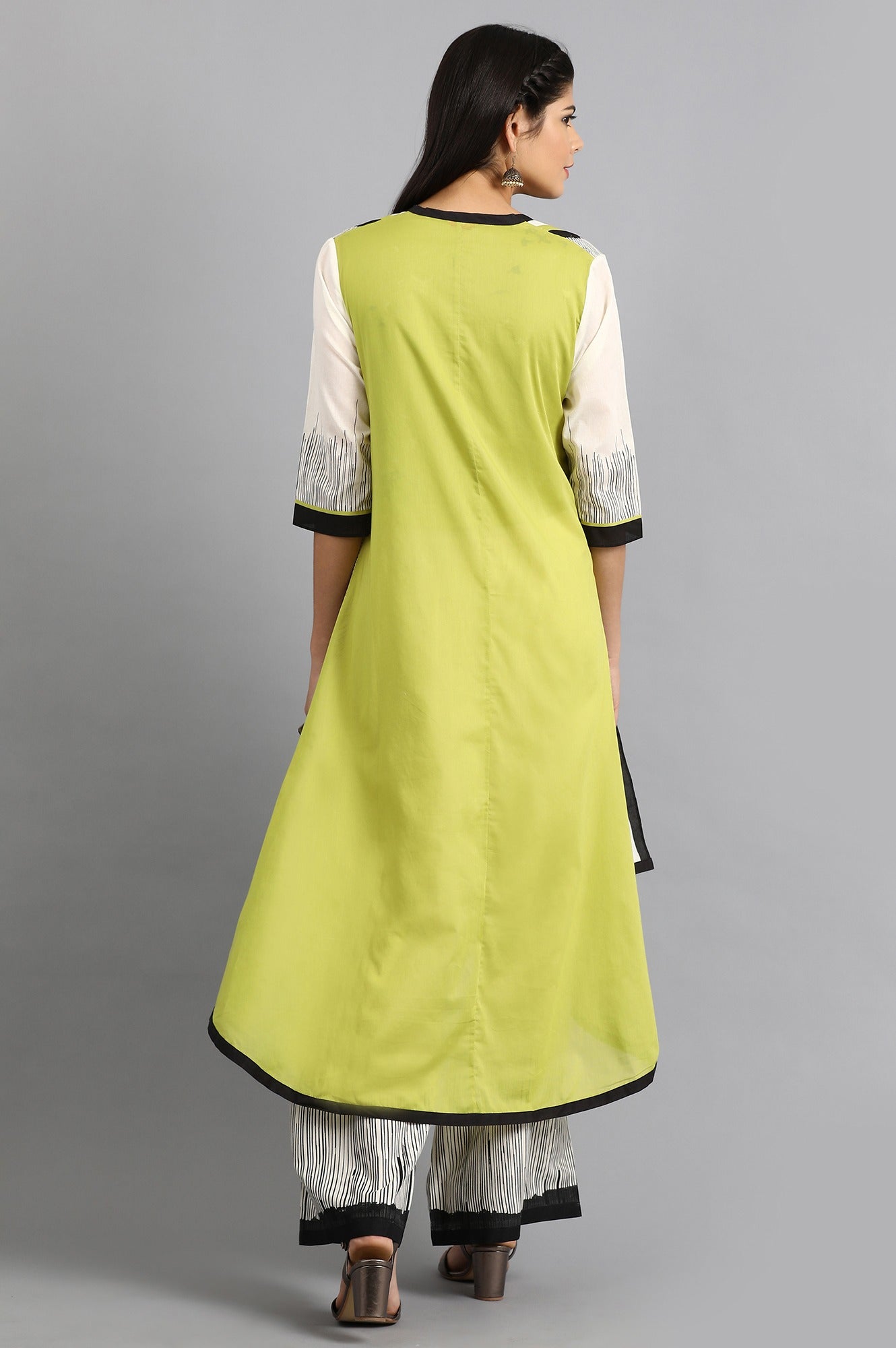 Green Round Neck Printed kurta Set