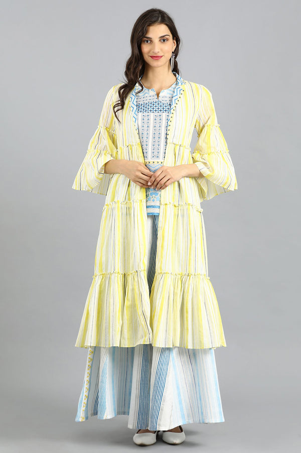Yellow & Blue Printed Summer Suit