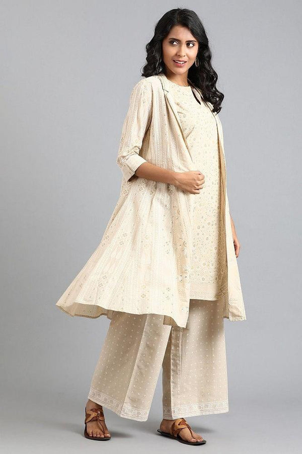 Beige Printed Summer Suit