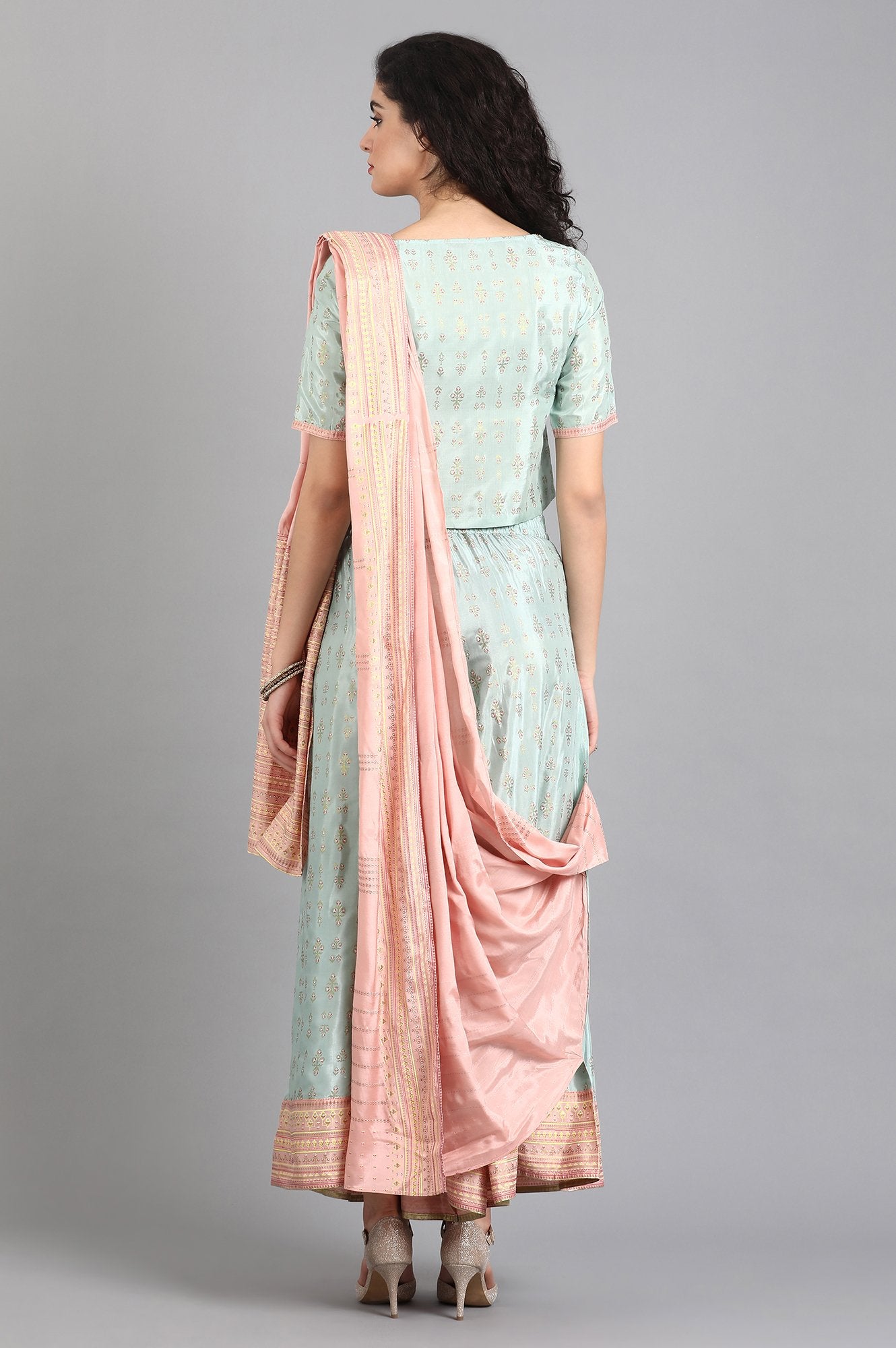 Green Round Neck Printed Set