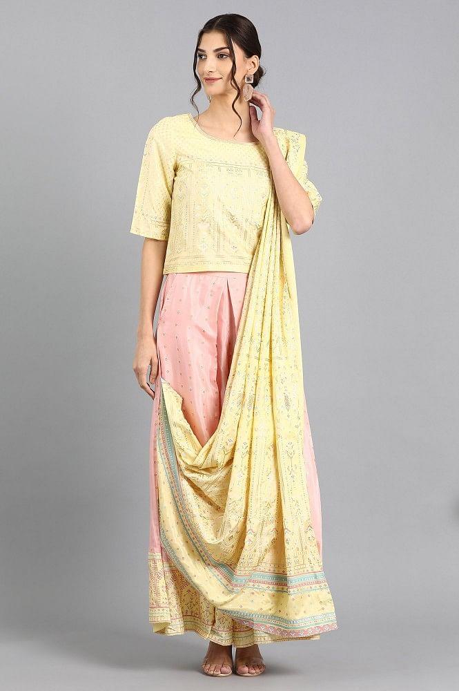 Yellow Round Neck Set - wforwoman