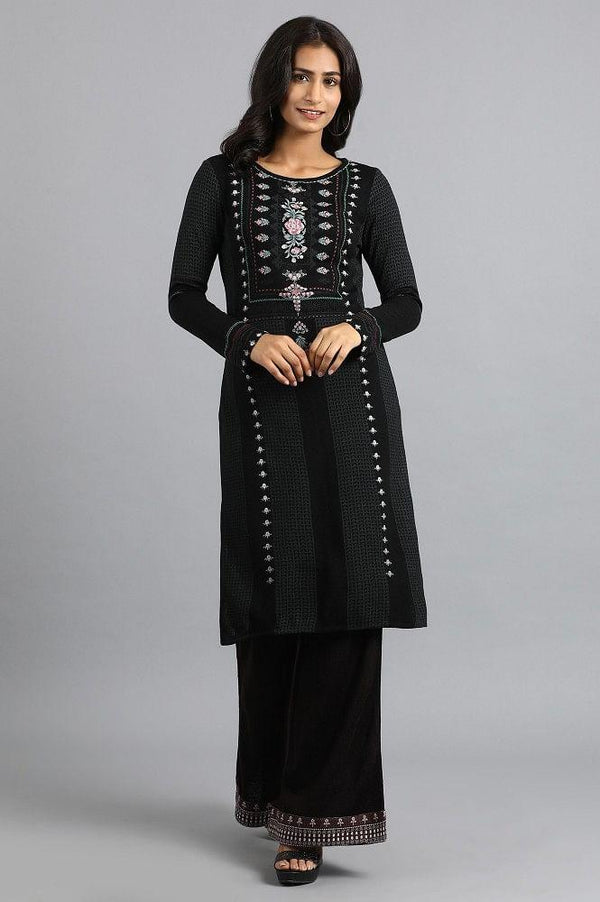 Black Round Neck Winter kurta