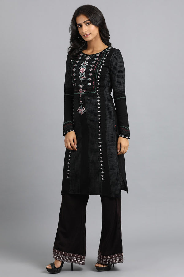 Black Round Neck Winter kurta