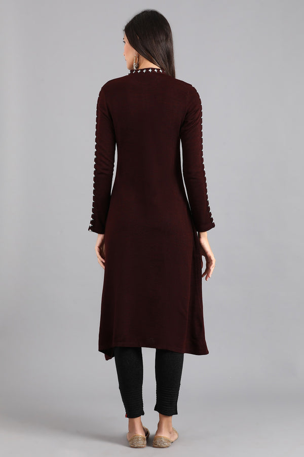 Maroon Mandarin Neck Winter kurta