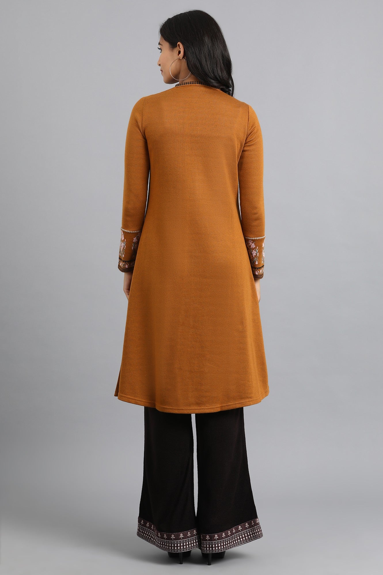 Mustard Mandarin Neck Yarn-dyed Winter kurta