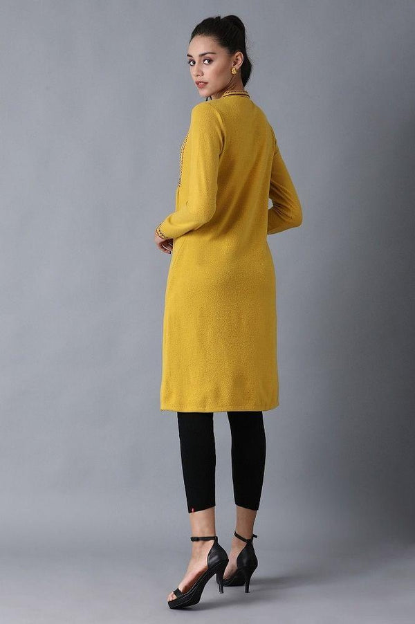 Mustard Mandarin Neck Winter kurta