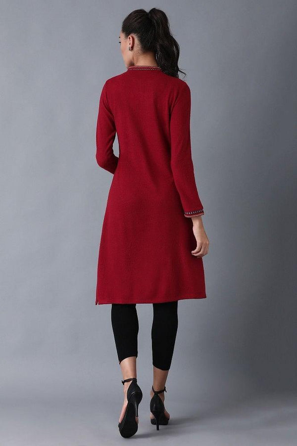 Red Mandarin Neck Winter kurta