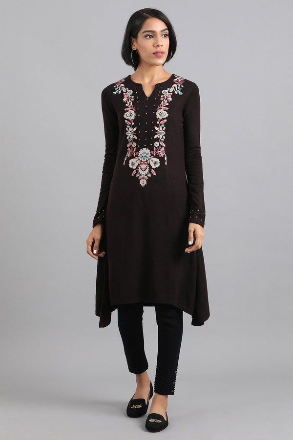 Purple Round Neck Winter kurta