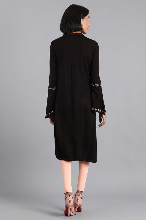 Wine Mandarin Neck Winter kurta